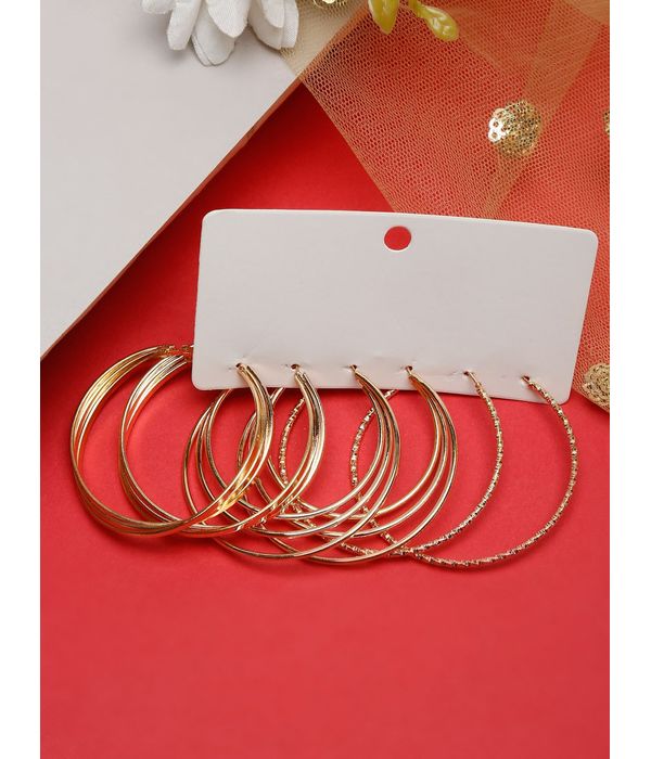 Gold-Plated Set Of 3 Contemporary Hoop Earrings